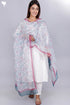Kota Doria Dupatta  In Floral Block Print